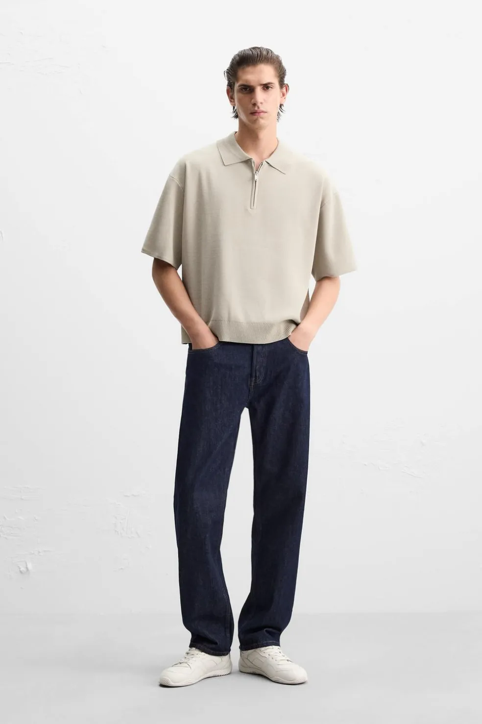 ZARA Camisola / Casacos|Polos^POLO DE MALHA COM FECHO DE CORRER Pedra