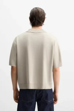 ZARA Camisola / Casacos|Polos^POLO DE MALHA COM FECHO DE CORRER Pedra