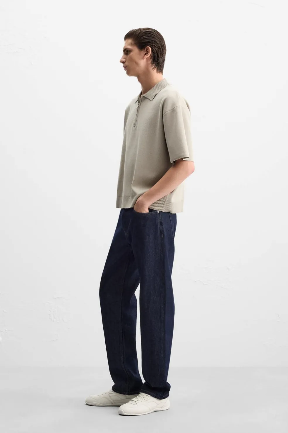 ZARA Camisola / Casacos|Polos^POLO DE MALHA COM FECHO DE CORRER Pedra
