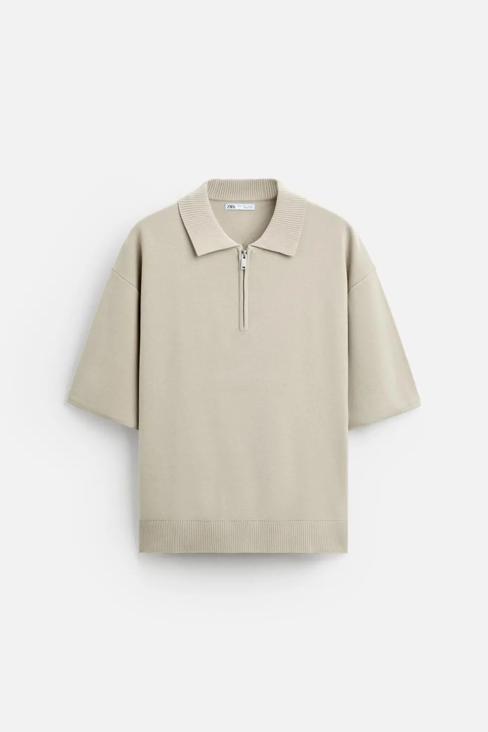 ZARA Camisola / Casacos|Polos^POLO DE MALHA COM FECHO DE CORRER Pedra