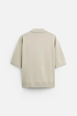 ZARA Camisola / Casacos|Polos^POLO DE MALHA COM FECHO DE CORRER Pedra