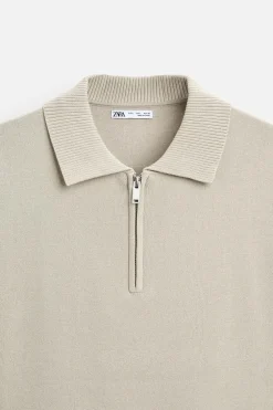 ZARA Camisola / Casacos|Polos^POLO DE MALHA COM FECHO DE CORRER Pedra