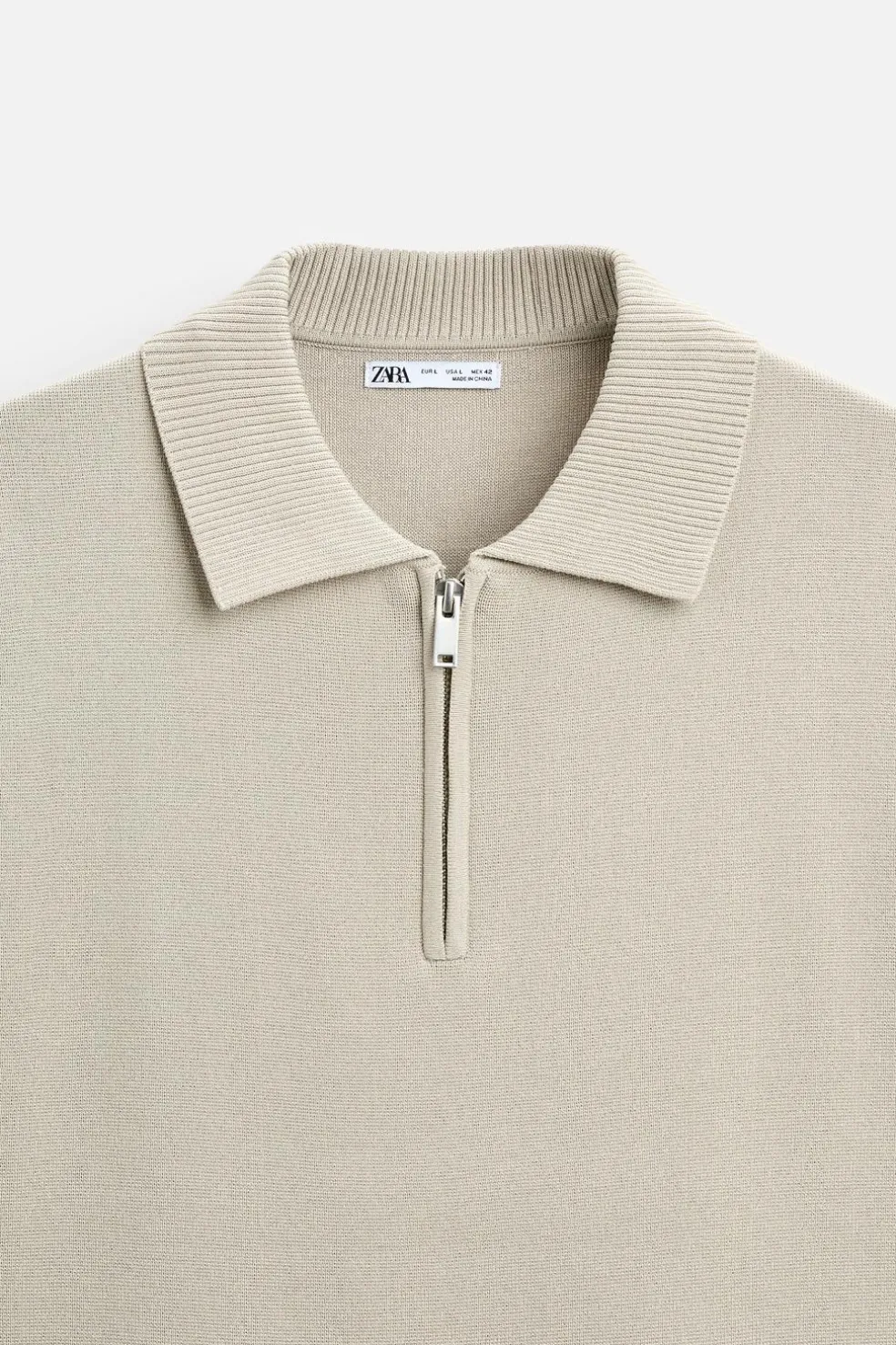 ZARA Camisola / Casacos|Polos^POLO DE MALHA COM FECHO DE CORRER Pedra