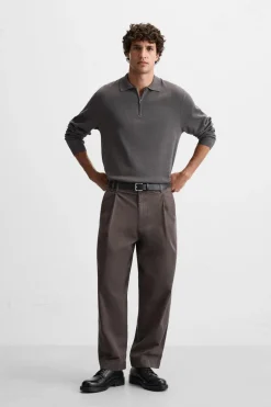 ZARA Camisola / Casacos|Polos^POLO DE MALHA COM FECHO DE CORRER Cinzento-antracito