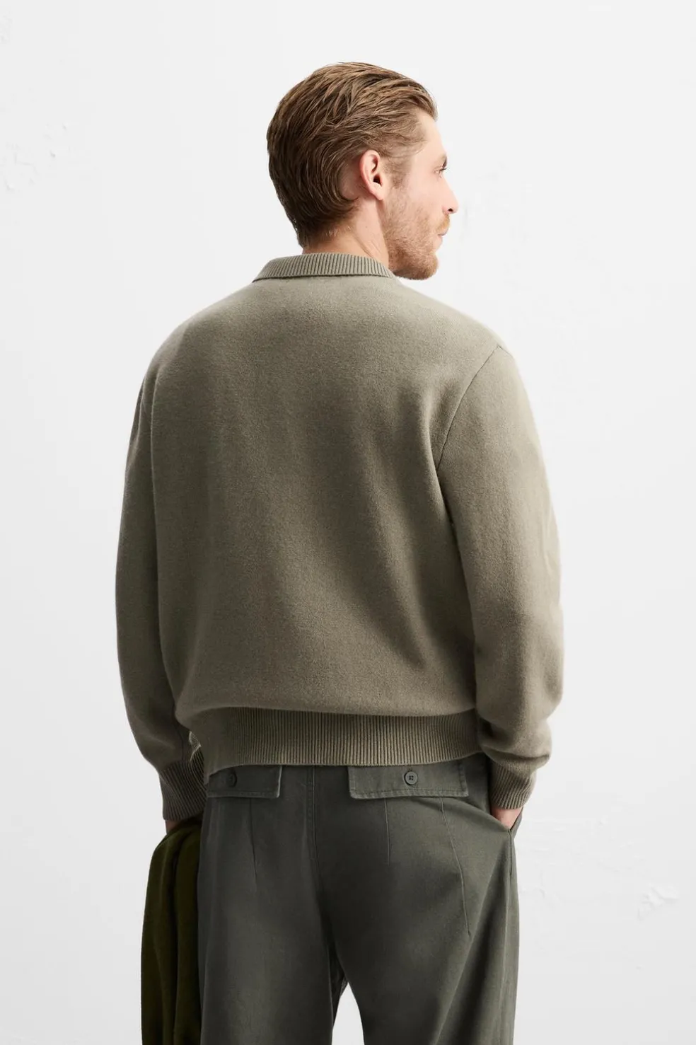 ZARA Camisola / Casacos|Polos^POLO DE MALHA COM LÃ Verde sálvia