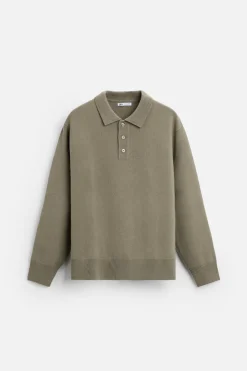 ZARA Camisola / Casacos|Polos^POLO DE MALHA COM LÃ Verde sálvia