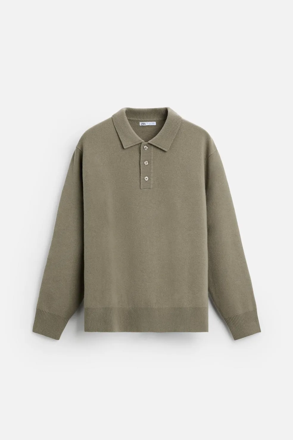 ZARA Camisola / Casacos|Polos^POLO DE MALHA COM LÃ Verde sálvia
