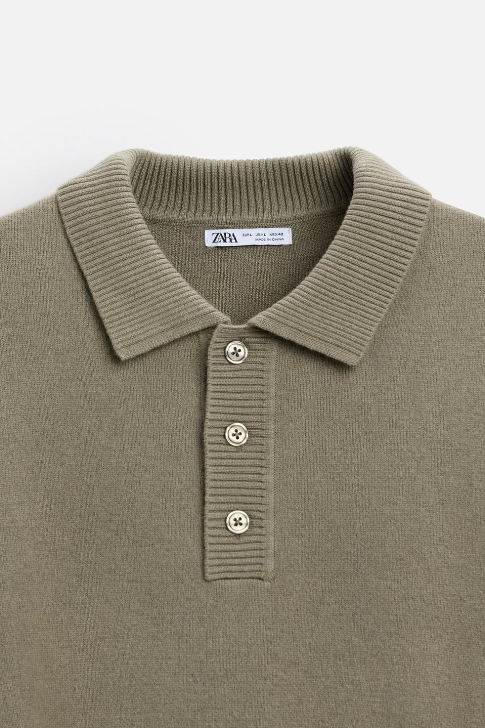 ZARA Camisola / Casacos|Polos^POLO DE MALHA COM LÃ Verde sálvia