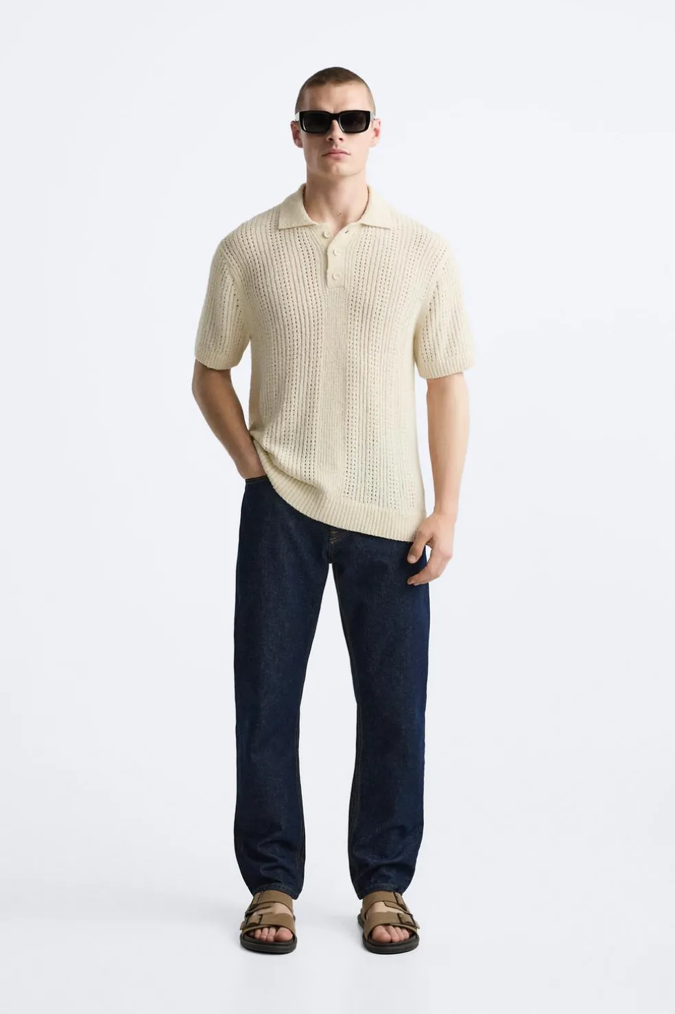 ZARA Camisola / Casacos|Polos^POLO DE MALHA COM TEXTURA Cru