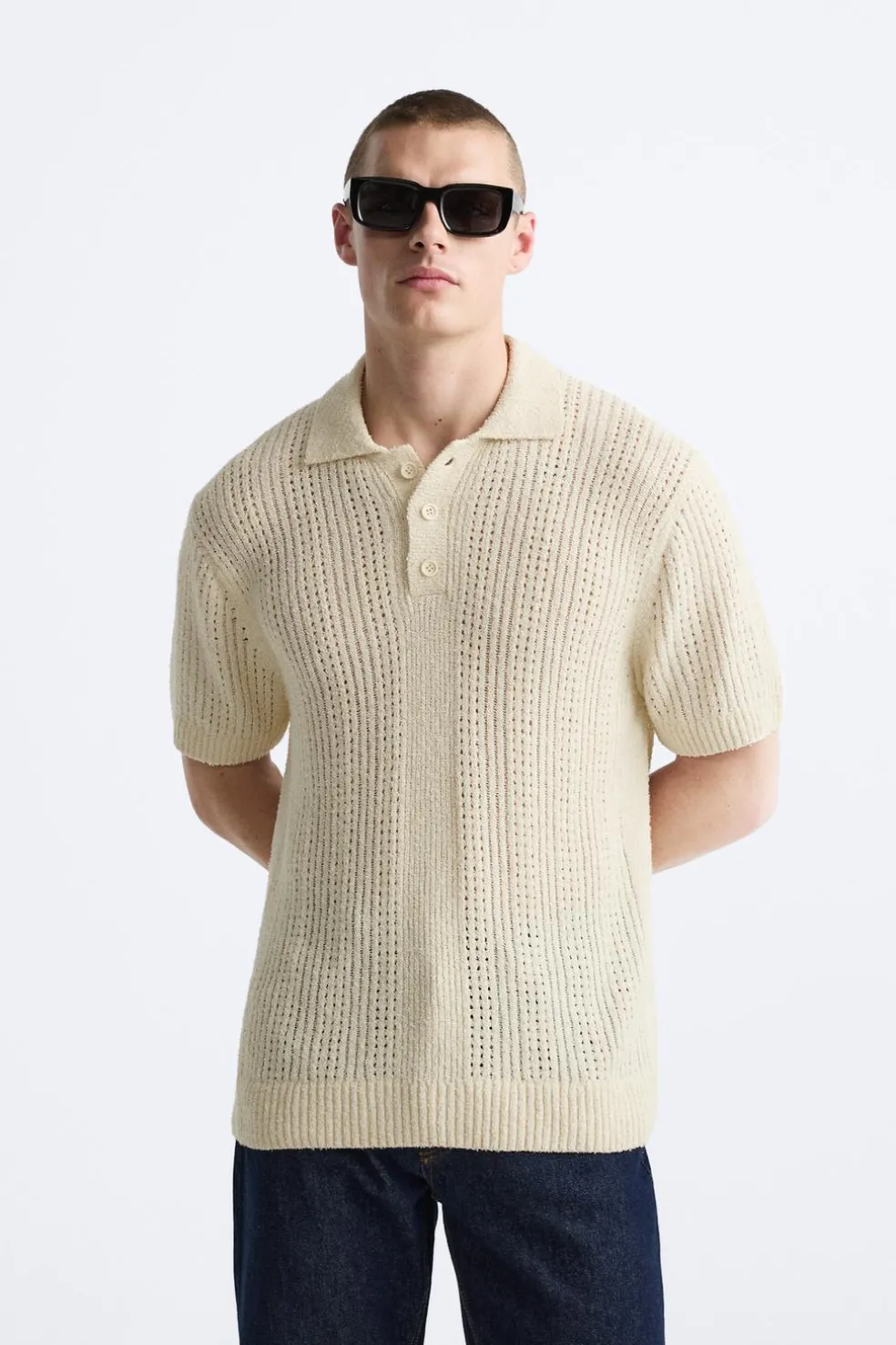 ZARA Camisola / Casacos|Polos^POLO DE MALHA COM TEXTURA Cru