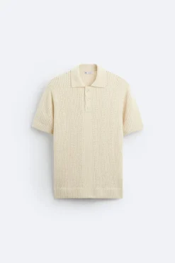 ZARA Camisola / Casacos|Polos^POLO DE MALHA COM TEXTURA Cru