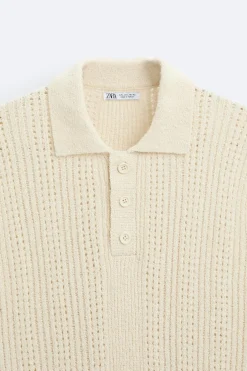 ZARA Camisola / Casacos|Polos^POLO DE MALHA COM TEXTURA Cru