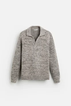 ZARA Camisola / Casacos|Polos^POLO DE MALHA COM TEXTURA Cru / Preto