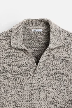 ZARA Camisola / Casacos|Polos^POLO DE MALHA COM TEXTURA Cru / Preto