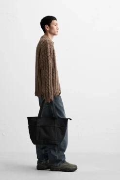 ZARA Camisola / Casacos|Polos^POLO DE MALHA COM TRANÇAS E EFEITO ROTO Castanho