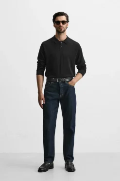 ZARA Vestuário De Inverno|Camisola / Casacos^POLO DE MALHA EM LÃ MERINO Preto