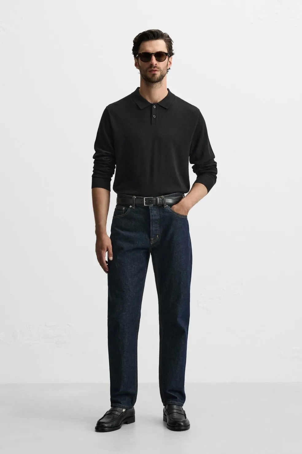 ZARA Vestuário De Inverno|Camisola / Casacos^POLO DE MALHA EM LÃ MERINO Preto