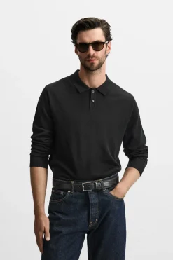 ZARA Vestuário De Inverno|Camisola / Casacos^POLO DE MALHA EM LÃ MERINO Preto