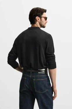 ZARA Vestuário De Inverno|Camisola / Casacos^POLO DE MALHA EM LÃ MERINO Preto