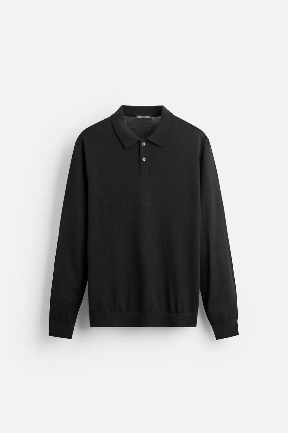 ZARA Vestuário De Inverno|Camisola / Casacos^POLO DE MALHA EM LÃ MERINO Preto
