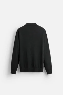 ZARA Vestuário De Inverno|Camisola / Casacos^POLO DE MALHA EM LÃ MERINO Preto