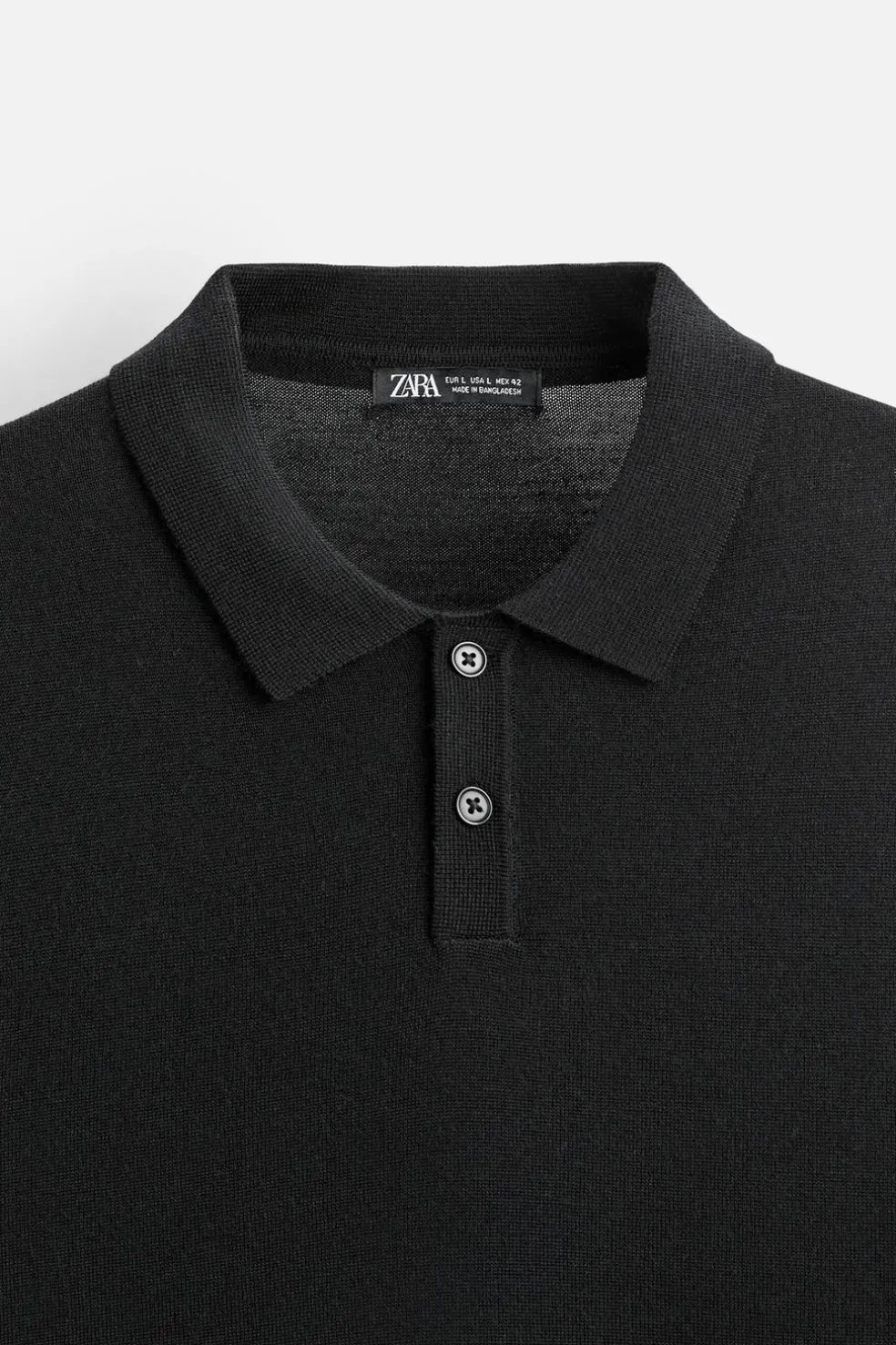 ZARA Vestuário De Inverno|Camisola / Casacos^POLO DE MALHA EM LÃ MERINO Preto