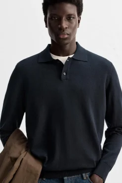 ZARA Vestuário De Inverno|Camisola / Casacos^POLO DE MALHA LÃ MERINO Azul-marinho