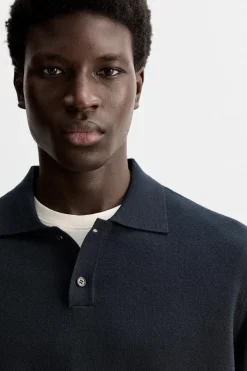 ZARA Vestuário De Inverno|Camisola / Casacos^POLO DE MALHA LÃ MERINO Azul-marinho