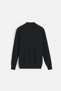 ZARA Vestuário De Inverno|Camisola / Casacos^POLO DE MALHA LÃ MERINO Azul-marinho