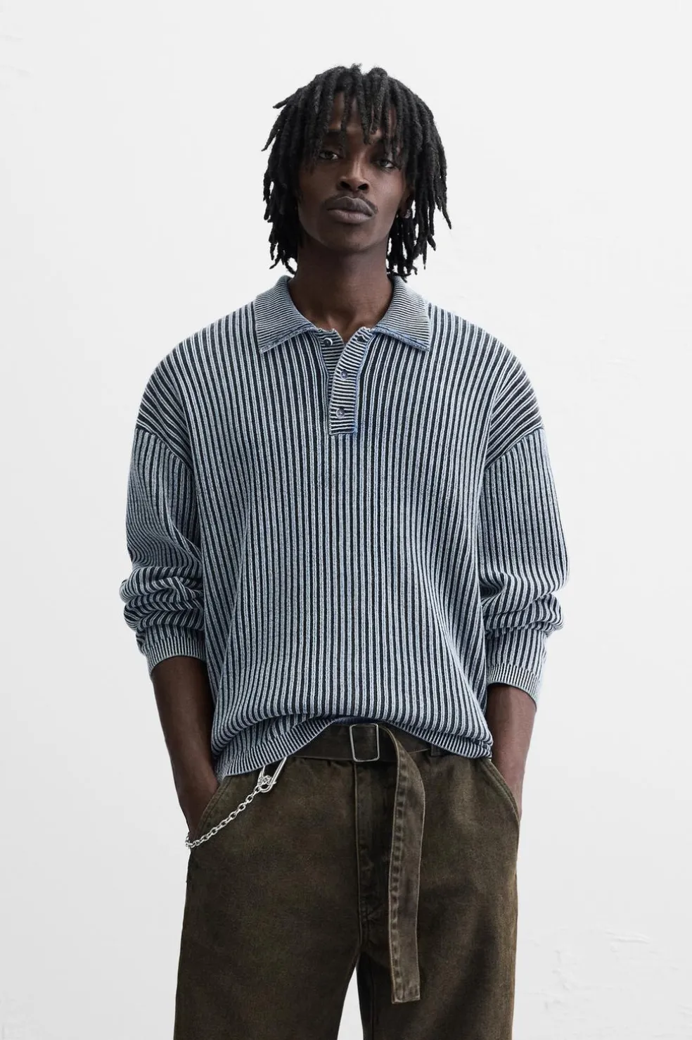 ZARA Camisola / Casacos|Polos^POLO DE MALHA LAVADA Índigo