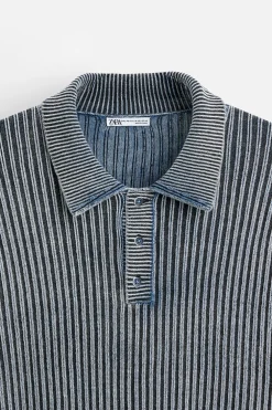 ZARA Camisola / Casacos|Polos^POLO DE MALHA LAVADA Índigo