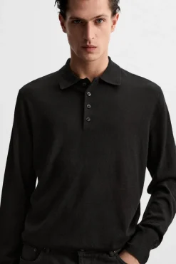 ZARA Camisola / Casacos|Polos^POLO DE MALHA LEVE LÃ - CAXEMIRA Preto