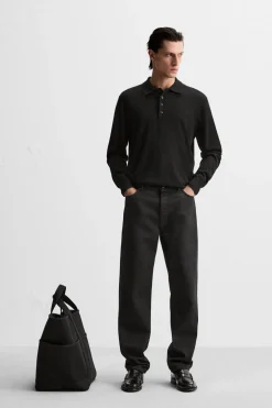 ZARA Camisola / Casacos|Polos^POLO DE MALHA LEVE LÃ - CAXEMIRA Preto