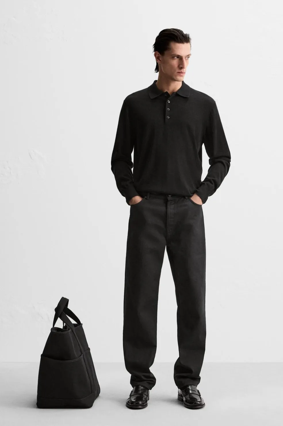 ZARA Camisola / Casacos|Polos^POLO DE MALHA LEVE LÃ - CAXEMIRA Preto