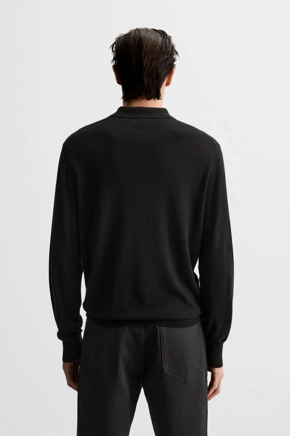 ZARA Camisola / Casacos|Polos^POLO DE MALHA LEVE LÃ - CAXEMIRA Preto