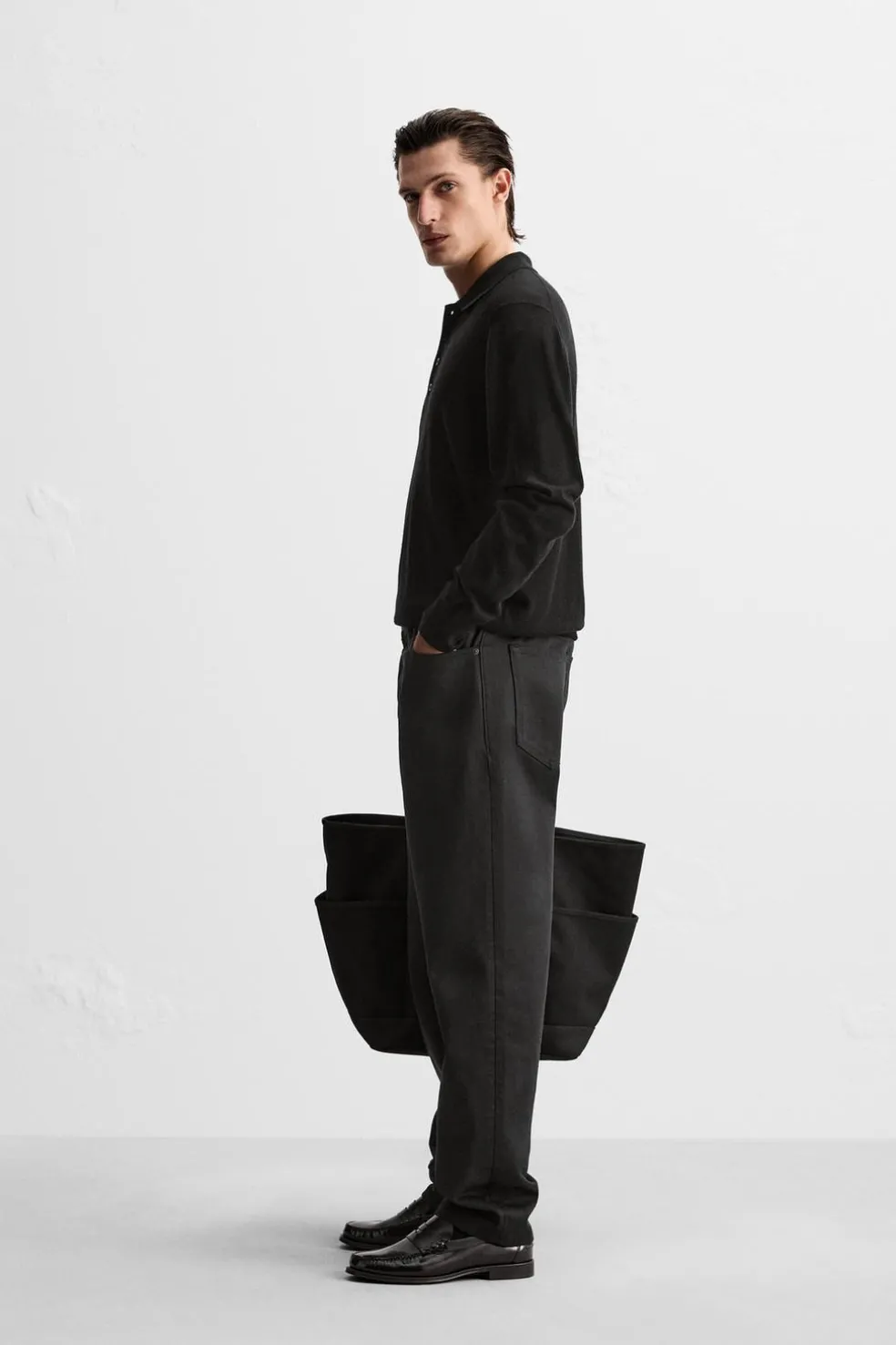 ZARA Camisola / Casacos|Polos^POLO DE MALHA LEVE LÃ - CAXEMIRA Preto