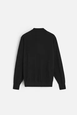 ZARA Camisola / Casacos|Polos^POLO DE MALHA LEVE LÃ - CAXEMIRA Preto