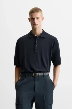 ZARA Camisola / Casacos|Polos^POLO DE MALHA LIMITED EDITION Azul-marinho