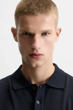 ZARA Camisola / Casacos|Polos^POLO DE MALHA LIMITED EDITION Azul-marinho