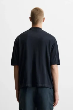 ZARA Camisola / Casacos|Polos^POLO DE MALHA LIMITED EDITION Azul-marinho