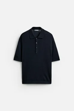 ZARA Camisola / Casacos|Polos^POLO DE MALHA LIMITED EDITION Azul-marinho