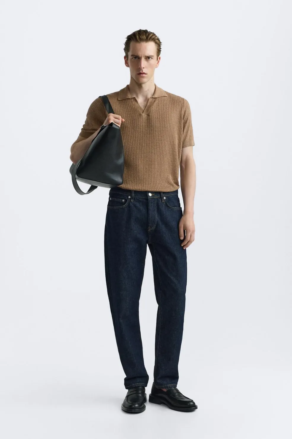 ZARA Camisola / Casacos|Polos^POLO DE MALHA LINHO - VISCOSE torrado