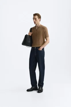 ZARA Camisola / Casacos|Polos^POLO DE MALHA LINHO - VISCOSE torrado