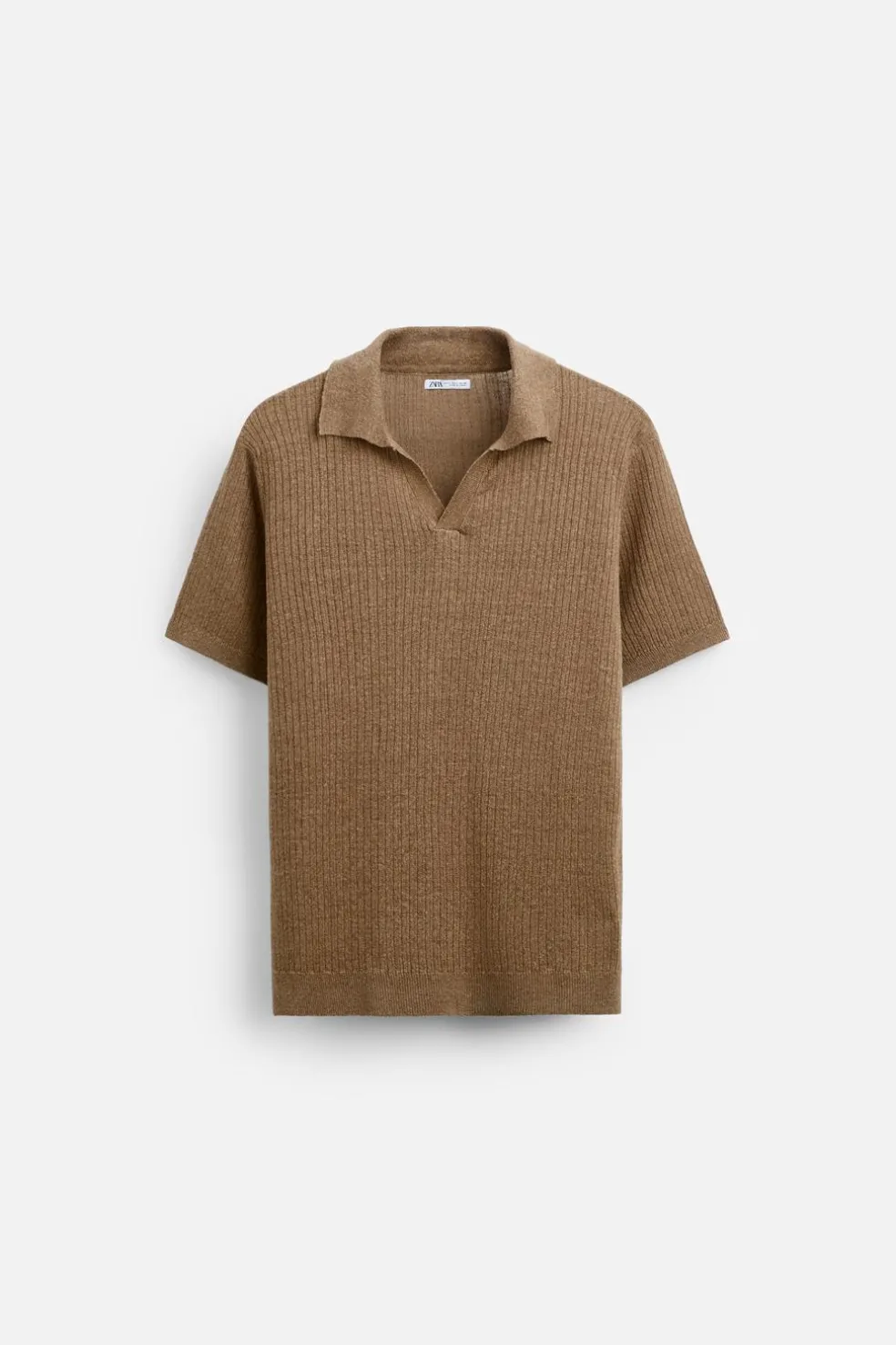 ZARA Camisola / Casacos|Polos^POLO DE MALHA LINHO - VISCOSE torrado