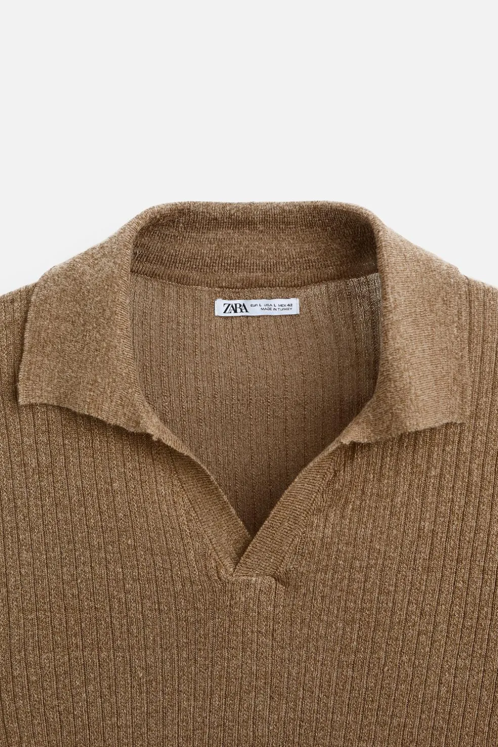 ZARA Camisola / Casacos|Polos^POLO DE MALHA LINHO - VISCOSE torrado