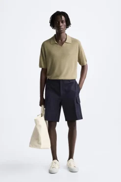 ZARA Camisola / Casacos|Polos^POLO DE MALHA LYOCELL - LINHO Bege