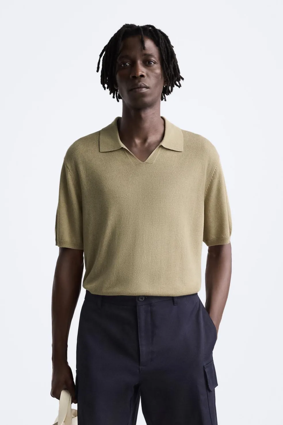 ZARA Camisola / Casacos|Polos^POLO DE MALHA LYOCELL - LINHO Bege