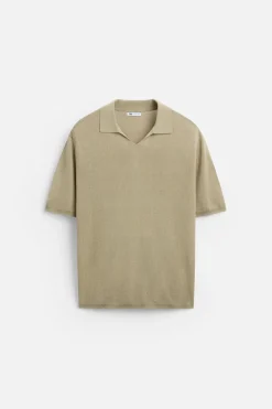 ZARA Camisola / Casacos|Polos^POLO DE MALHA LYOCELL - LINHO Bege