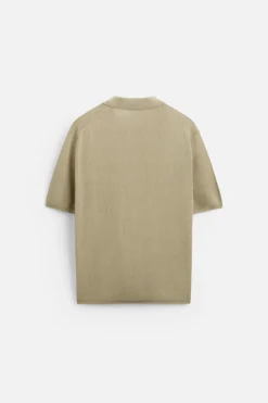ZARA Camisola / Casacos|Polos^POLO DE MALHA LYOCELL - LINHO Bege