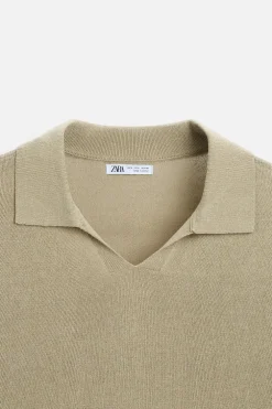 ZARA Camisola / Casacos|Polos^POLO DE MALHA LYOCELL - LINHO Bege